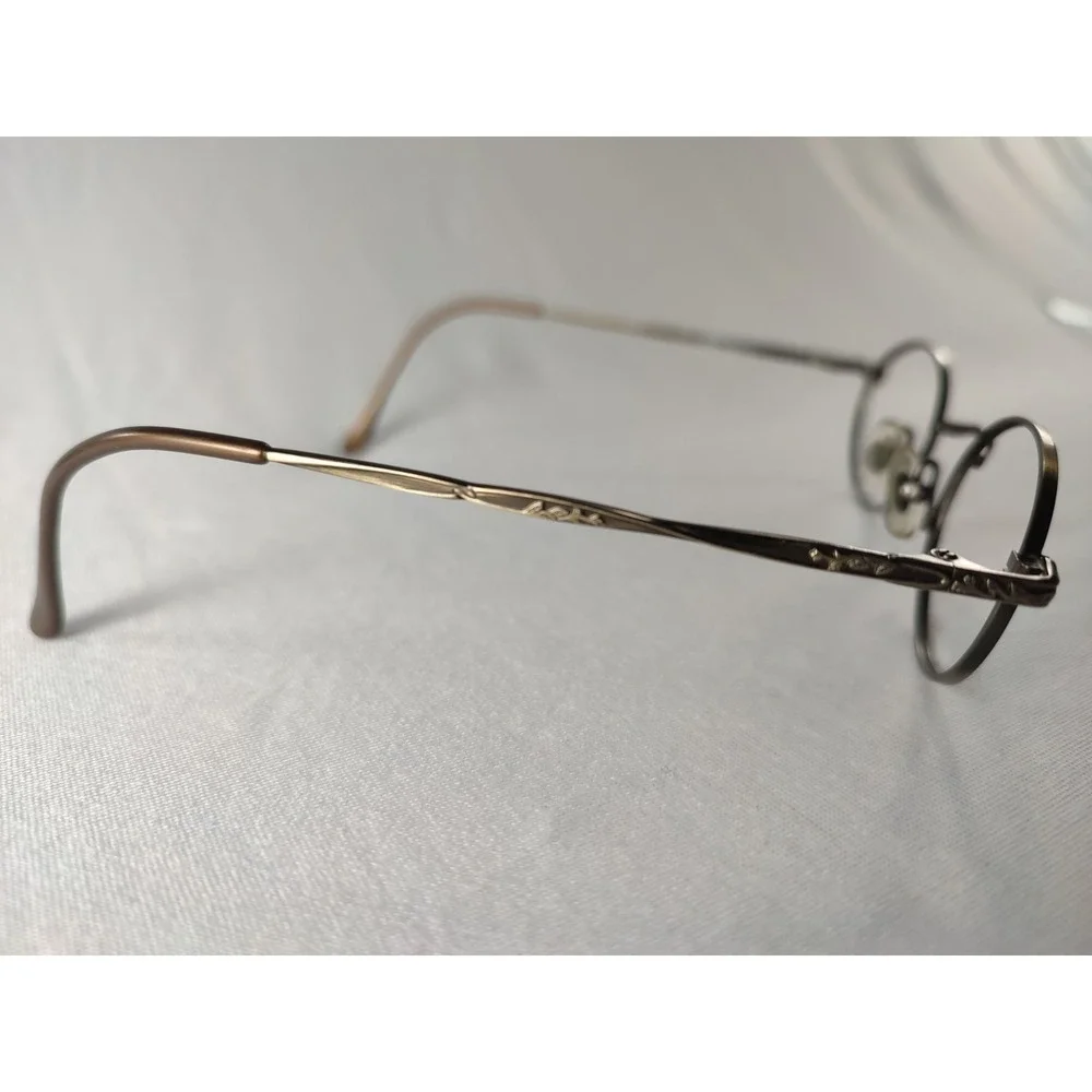 VTG Laura Ashley Ruth Antique Gold Oval Eyeglass Frames 47-20-135 Engraved Japan